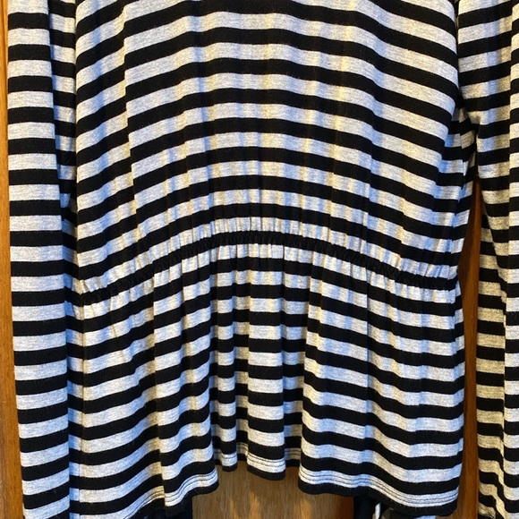 Frenzii Open Front Waterfall Stretch Rayon Cardigan in Black & Gray Stripes Sz S - Picture 8 of 9